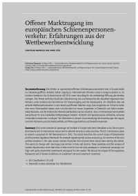 Offener Marktzugang im europäischen Schienenpersonenverkehr: Erfahrungen aus der Wettbewerbsentwicklung
