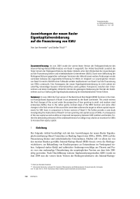 Auswirkungen der neuen Basler Eigenkapitalvereinbarung auf die Finanzierung von KMU