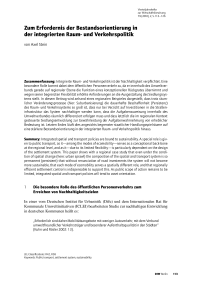 Zum Erfordernis der Bestandsorientierung in der integrierten Raum- und Verkehrspolitik