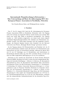 Internationale Finanzforschung in Krisenzeiten – Eine Untersuchung auf Basis der Jahrestagung 2011 der European Finance Association in Stockholm, Schweden