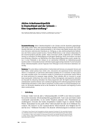 Aktive Arbeitsmarktpolitik in Deutschland und der Schweiz – Eine Gegenüberstellung