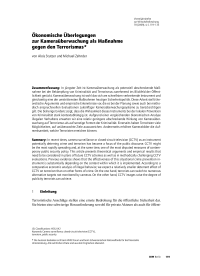 Ökonomische Überlegungen zur Kameraüberwachung als Maßnahme gegen den Terrorismus