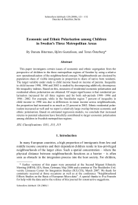 Economic and Ethnic Polarisation among Children in Sweden's Three Metropolitan Areas