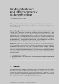 Kindergartenbesuch und intergenerationale Bildungsmobilität