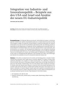 Integration von Industrie- und Innovationspolitik – Beispiele aus den USA und Israel und Ansätze der neuen EU-Industriepolitik