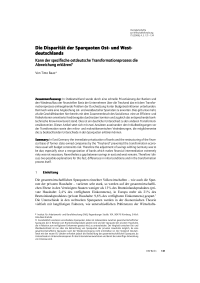 Die Disparität der Sparquoten Ost- und Westdeutschlands