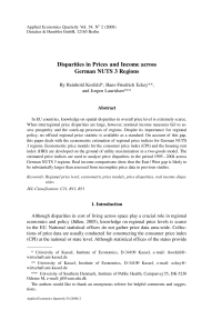Disparities in Prices and Income across German NUTS 3 Regions