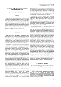 The Gender Wage Gap and Discrimination, East Germany 1990–1997