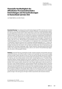 Finanzielle Nachhaltigkeit des öffentlichen Personennahverkehrs: Entwicklungen und Herausforderungen in Deutschland und den USA