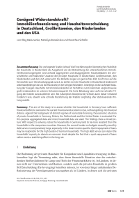 Genügend Widerstandskraft? Immobilienfinanzierung und Haushaltsverschuldung in Deutschland, Großbritannien, den Niederlanden und den USA