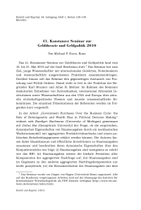 41. Konstanzer Seminar zur Geldtheorie und Geldpolitik 2010