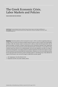 The Greek Economic Crisis, Labor Markets and Policies