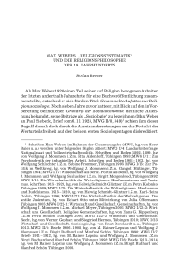Max Webers “Religionssystematik“ und die Religionsphilosophie des 19. Jahrhunderts