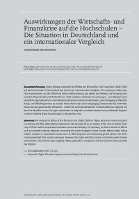 Auswirkungen der Wirtschafts- und Finanzkrise auf die Hochschulen – Die Situation in Deutschland und ein internationaler Vergleich
