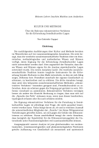 Kultur und Methode. Über die Relevanz rekonstruktiver Verfahren für die Erforschung fremdkultureller Lagen