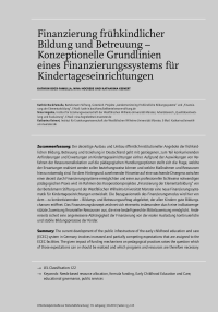 Finanzierung frühkindlicher Bildung und Betreuung – Konzeptionelle Grundlinien eines Finanzierungssystems für Kindertageseinrichtungen