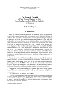 The Research Potential of New Types of Enterprise Data based on Surveys from Official Statistics in Germany