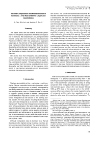 Income Composition and Redistribution in Germany — The Role of Ethnic Origin and Assimilation