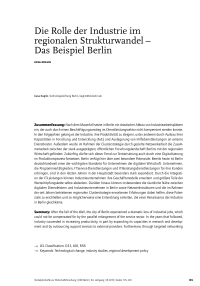Die Rolle der Industrie im regionalen Strukturwandel – Das Beispiel Berlin