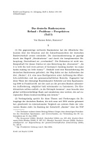 Das deutsche Bankensystem. Befund – Probleme – Perspektiven (Teil I)