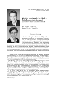 Die Mär vom Gründer im Glück – Gründungsentscheidung und subjektive Lebenszufriedenheit