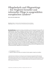 Pflegebedarfe und Pflegesettings – Ein Vergleich formeller und informeller Pflege in ausgewählten europäischen Ländern