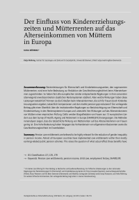 Der Einfluss von Kindererziehungszeiten und Mütterrenten auf das Alterseinkommen von Müttern in Europa