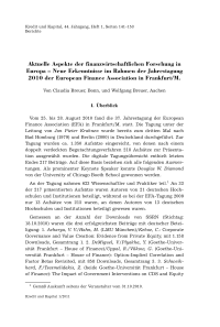 Aktuelle Aspekte der finanzwirtschaftlichen Forschung in Europa – Neue Erkenntnisse im Rahmen der Jahrestagung 2010 der European Finance Association in Frankfurt/M.