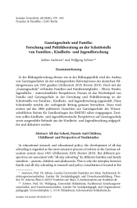 Ganztagsschule und Familie: Forschung und Politikberatung an der Schnittstelle von Familien-, Kindheits- und Jugendforschung