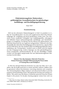 Diskriminierungsfreier Mutterschutz – größtmöglicher Gesundheitsschutz bei gleichzeitiger Ausbildungs- und Beschäftigungssicherung