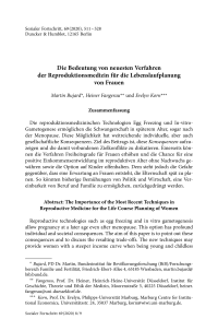 Die Bedeutung von neuesten Verfahren der Reproduktionsmedizin für die Lebenslaufplanung von Frauen
