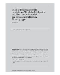 Das Förderkreditgeschäft im digitalen Wandel – Erfolgreich mit dem Geschäftsmodell der genossenschaftlichen Finanzgruppe
