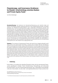 Finanzierungs- und Governance-Strukturen im Wandel: Arbeitsteilung zwischen Banken und Private Equity Fonds