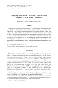 Analyzing Resilience in Local Labor Market Areas: A Spatial Analysis for the Case of Italy