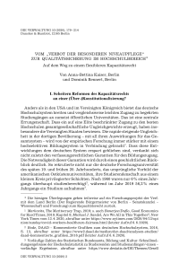 Vom „Verbot der besonderen Niveaupflege“ zur Qualitätssicherung im Hochschulbereich