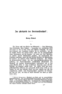 Zur Methodik der Socialwissenschaft