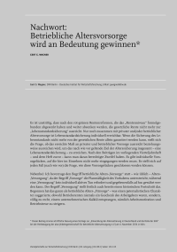 Nachwort: Betriebliche Altersvorsorge wird an Bedeutung gewinnen