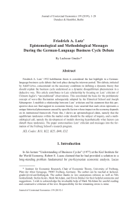 Friedrich A. Lutz’ Epistemological and Methodological Messages During the German-Language Business Cycle Debate