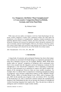 Is a Temporary Job Better Than Unemployment? A Cross-country Comparison Based on British, German, and Swiss Panel Data