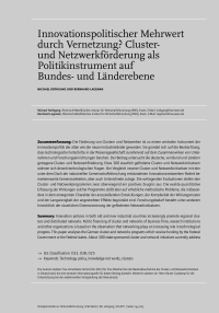 Innovationspolitischer Mehrwert durch Vernetzung Cluster- und Netzwerkförderung als Politikinstrument auf Bundes- und Länderebene