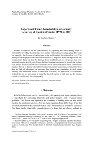 Exports and Firm Characteristics in Germany: A Survey of Empirical Studies (1991 to 2011)