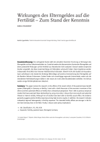 Wirkungen des Elterngeldes auf die Fertilität – Zum Stand der Kenntnis