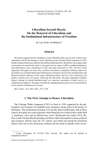 Liberalism beyond Hayek: On the Renewal of Liberalism and the Institutional Infrastructure of Freedom