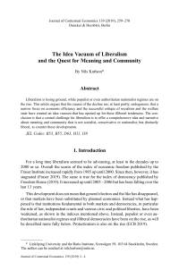 The Idea Vacuum of Liberalism and the Quest for Meaning and Community