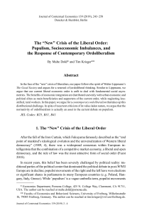 The “New” Crisis of the Liberal Order: Populism, Socioeconomic Imbalances, and the Response of Contemporary Ordoliberalism