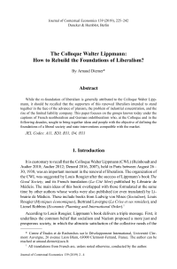 The Colloque Walter Lippmann: How to Rebuild the Foundations of Liberalism?
