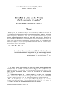 Liberalism in Crisis and the Promise of a Reconstructed Liberalism