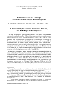Liberalism in the 21st Century: Lessons from the Colloque Walter Lippmann
