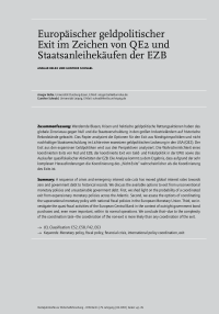 Europäischer geldpolitischer Exit im Zeichen von QE2 und Staatsanleihekäufen der EZB