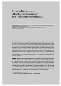 Erbschaftsteuer als “Reichenbesteuerung“ mit Aufkommenspotential